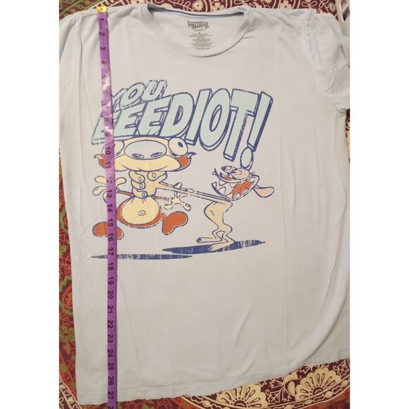 Ren & Stimpy Nickelodeon Rewind 2014 YOU EEEDIOT! Tee Shirt Humor Retro SZ L - Picture 5 of 6